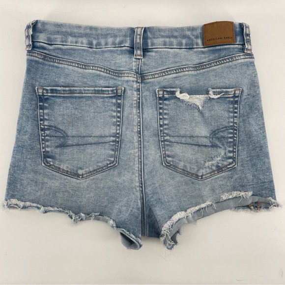 AEO American Eagle Women’s Curvy Hi-Rise Shortie Shorts Denim Distressed 6 - Picture 3 of 4